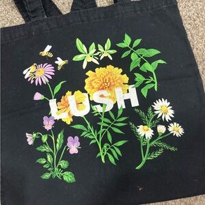 Lush Cosmetics discontinued Floral Logo Black Tote bag